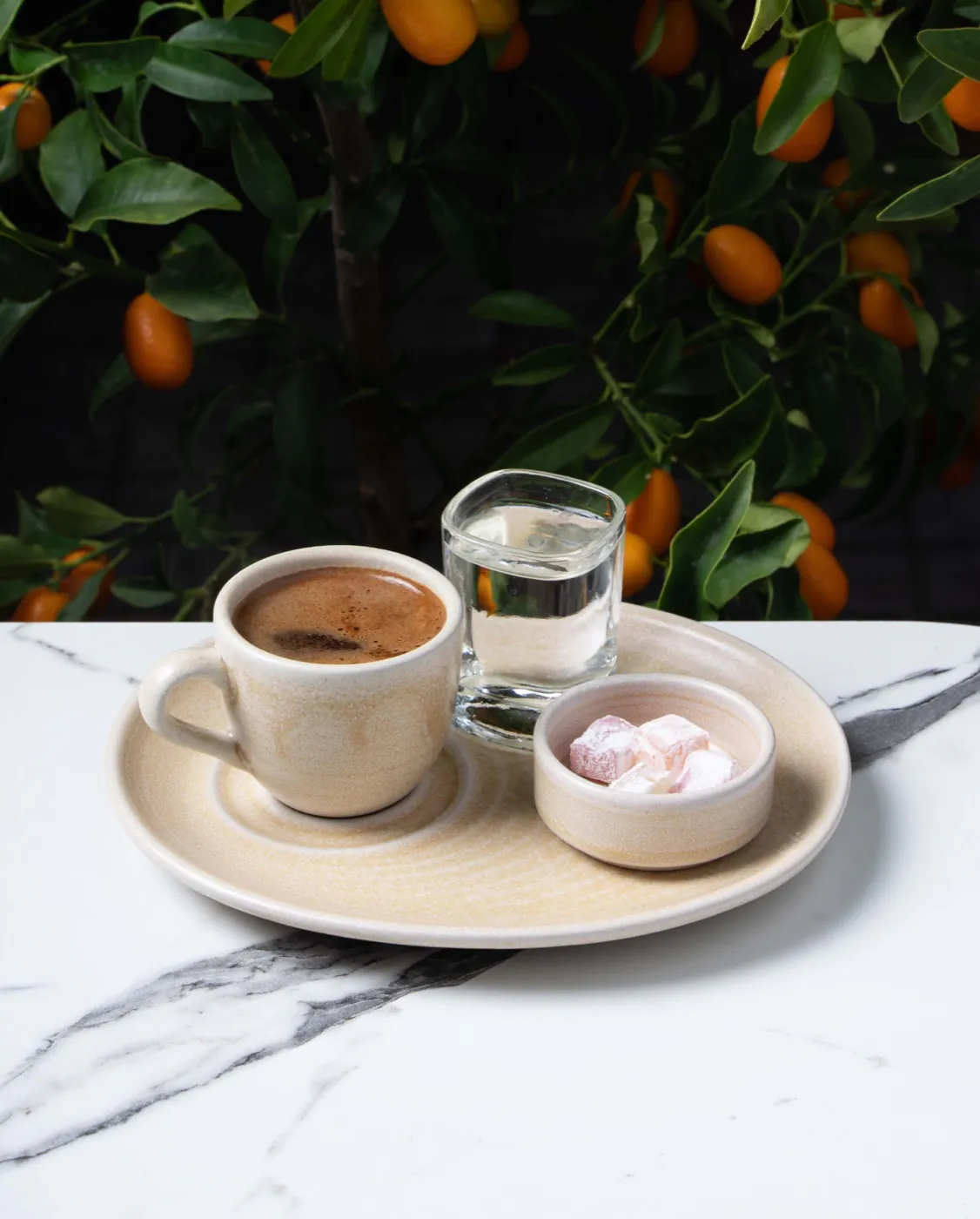 Lemon's Coffee — Turkish coffee with a glass of water and Turkish delight