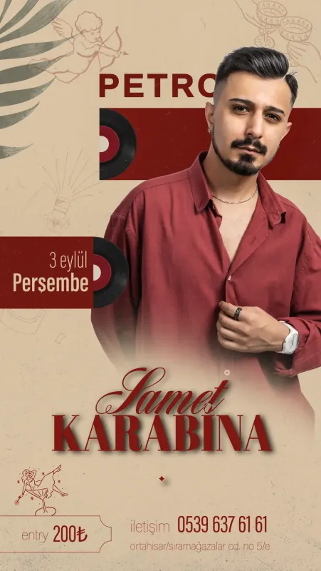 Petro event poster: Samet Karabina, Thursday 3 September