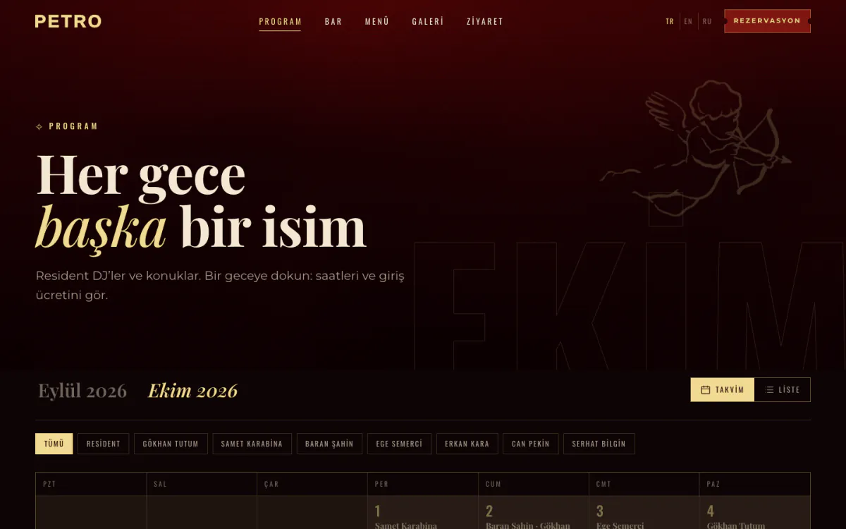 Petro Cocktail Bar — Programme